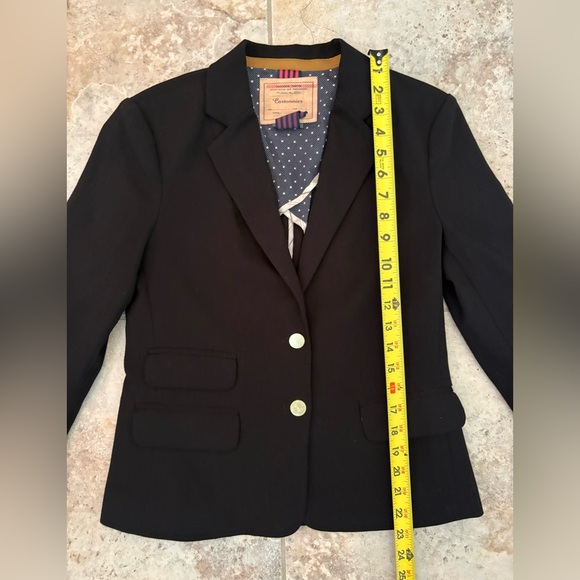 Anthropologie Cartonnier Women's Black Blazer Striped Cuffs Business Workwear 4 - Picture 11 of 12